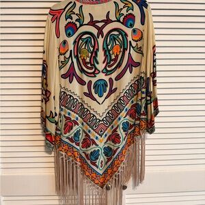 Bohemian Fringe Kimono with Colorful Patterns